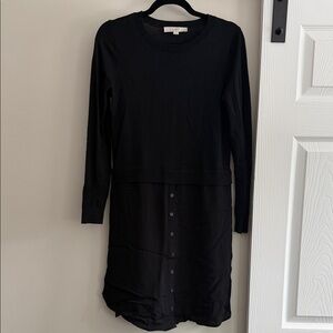 Black Long Sleeve Sweater Blouse Dress
